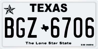 TX license plate BGZ6706