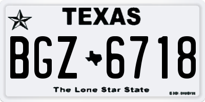 TX license plate BGZ6718