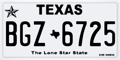 TX license plate BGZ6725