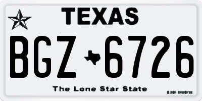 TX license plate BGZ6726