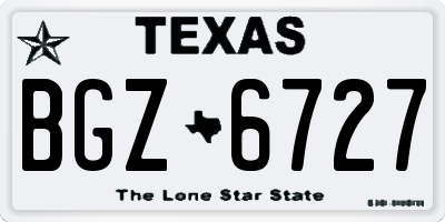 TX license plate BGZ6727