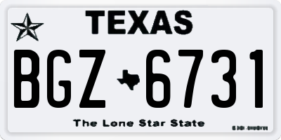 TX license plate BGZ6731