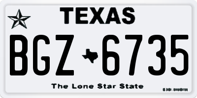 TX license plate BGZ6735