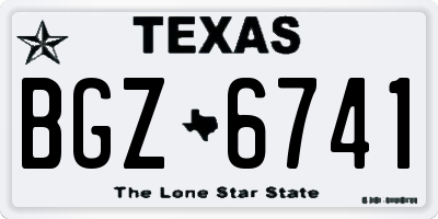 TX license plate BGZ6741