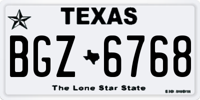 TX license plate BGZ6768