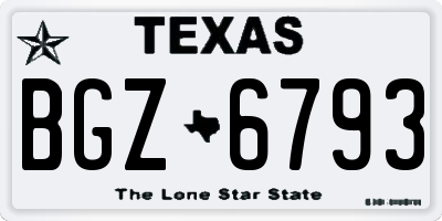 TX license plate BGZ6793