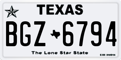 TX license plate BGZ6794