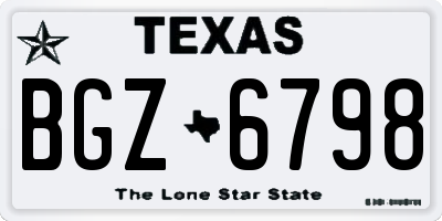 TX license plate BGZ6798