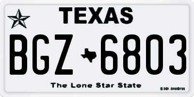 TX license plate BGZ6803