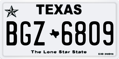 TX license plate BGZ6809