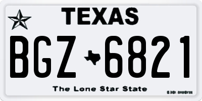 TX license plate BGZ6821