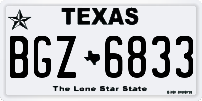 TX license plate BGZ6833