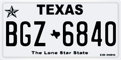 TX license plate BGZ6840