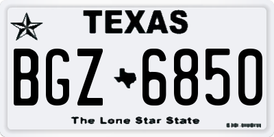 TX license plate BGZ6850