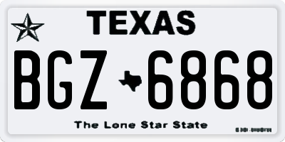 TX license plate BGZ6868