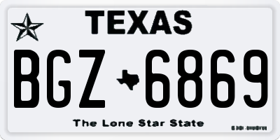 TX license plate BGZ6869