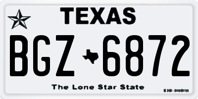 TX license plate BGZ6872