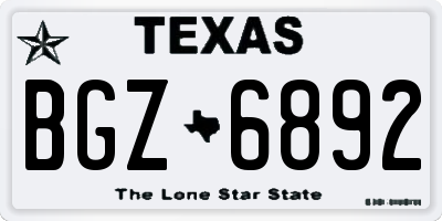 TX license plate BGZ6892