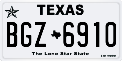 TX license plate BGZ6910