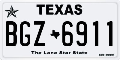 TX license plate BGZ6911