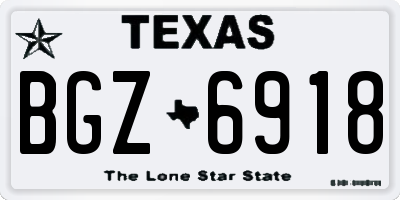TX license plate BGZ6918