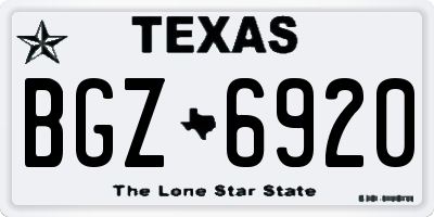 TX license plate BGZ6920