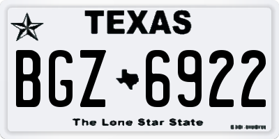 TX license plate BGZ6922