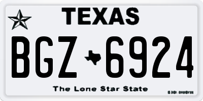 TX license plate BGZ6924