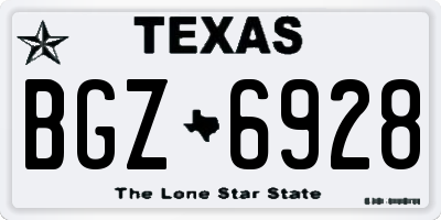 TX license plate BGZ6928