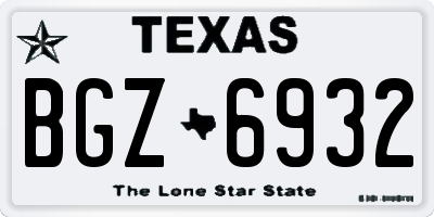 TX license plate BGZ6932