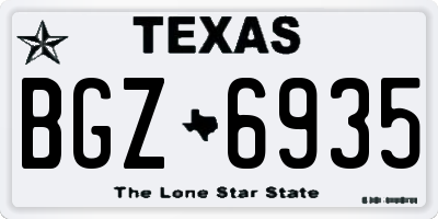 TX license plate BGZ6935