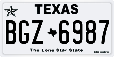 TX license plate BGZ6987
