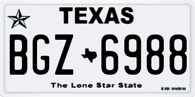 TX license plate BGZ6988