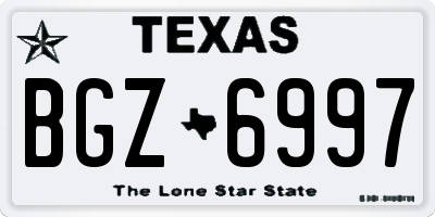 TX license plate BGZ6997