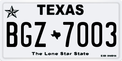 TX license plate BGZ7003