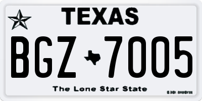 TX license plate BGZ7005
