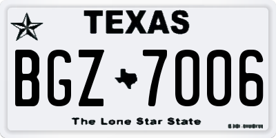 TX license plate BGZ7006