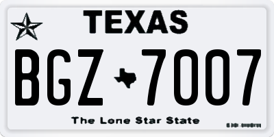 TX license plate BGZ7007