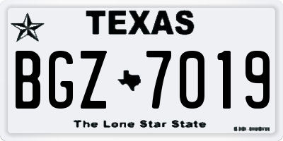 TX license plate BGZ7019