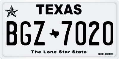 TX license plate BGZ7020