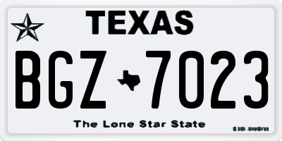 TX license plate BGZ7023