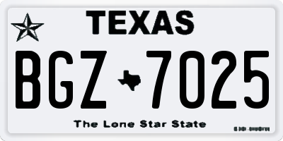TX license plate BGZ7025