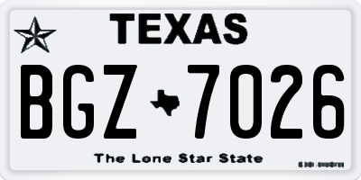 TX license plate BGZ7026