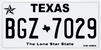 TX license plate BGZ7029