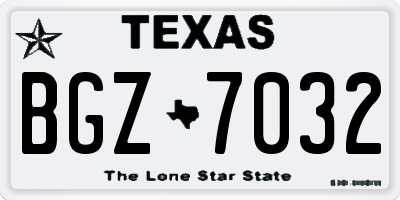 TX license plate BGZ7032