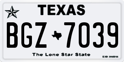 TX license plate BGZ7039