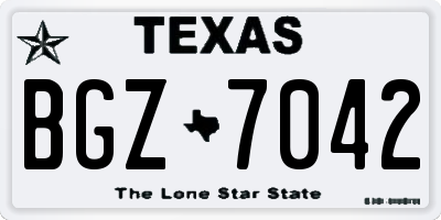 TX license plate BGZ7042