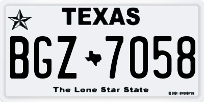 TX license plate BGZ7058