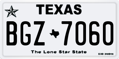 TX license plate BGZ7060