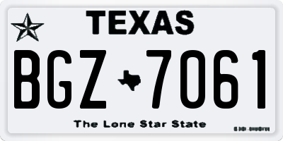 TX license plate BGZ7061